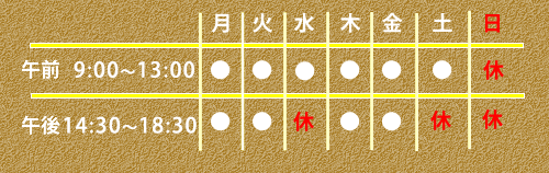 診療時間のご案内